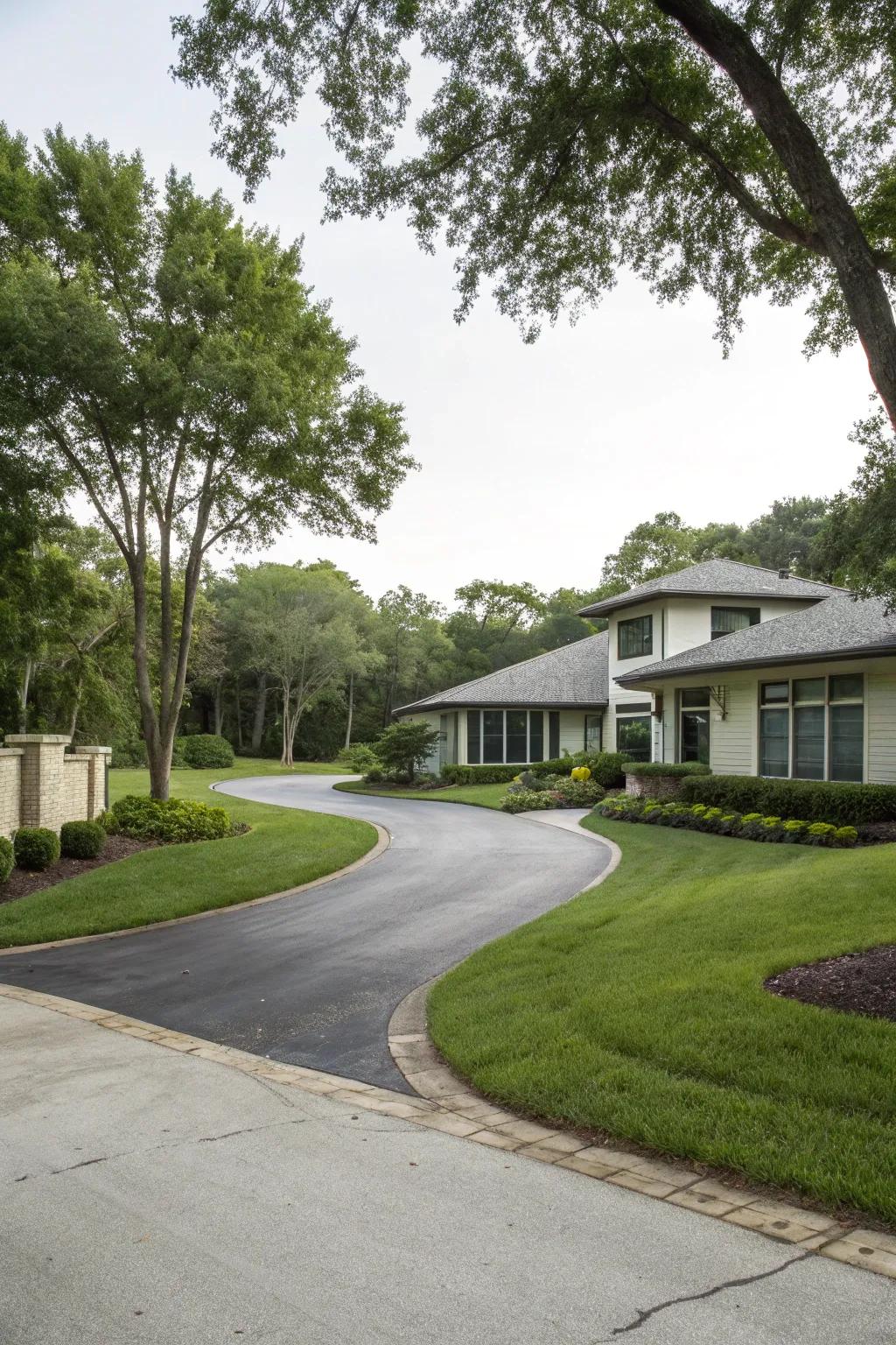 A driveway with dual entry points, enhancing convenience.