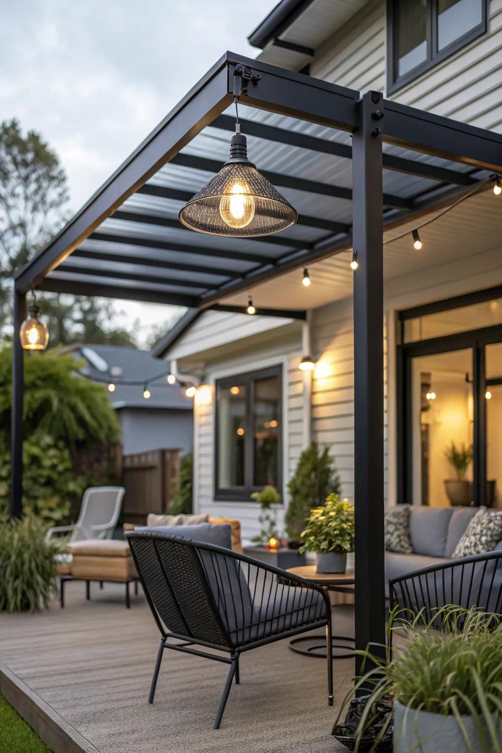 Revitalize your patio with an upcycled metal awning for a sleek, modern look.