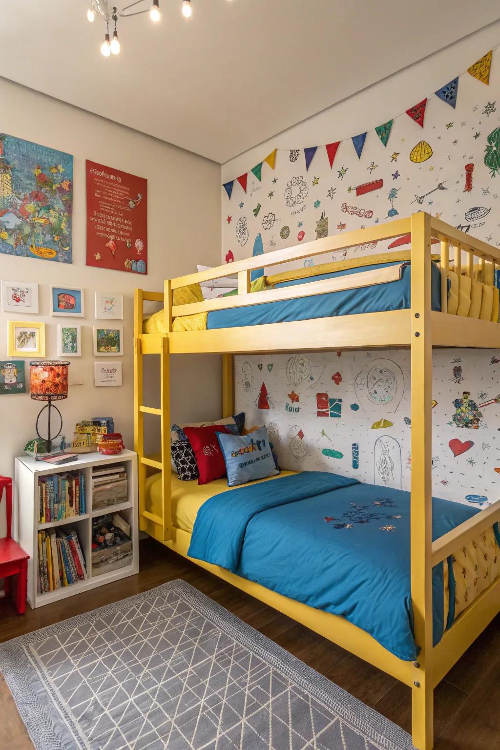 Space-efficient and fun bunk beds for shared sisterly adventures.