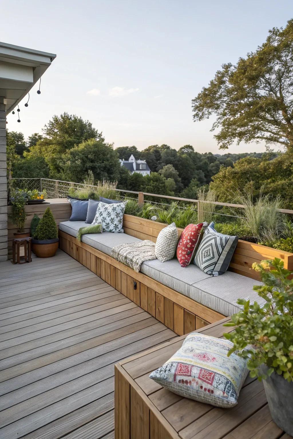 Cozy corners with built-in benches offer comfort and style.