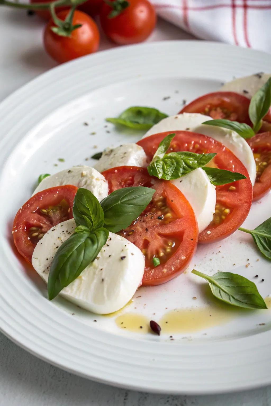 Savor the flavors of Italy with a classic Caprese salad.