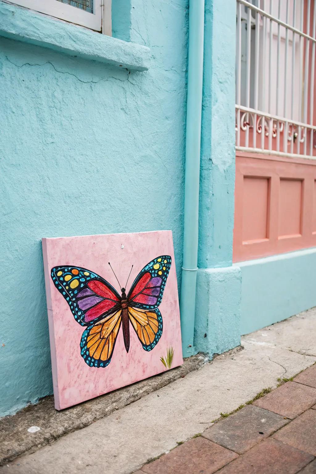 Symmetrical butterfly art to add a whimsical touch.