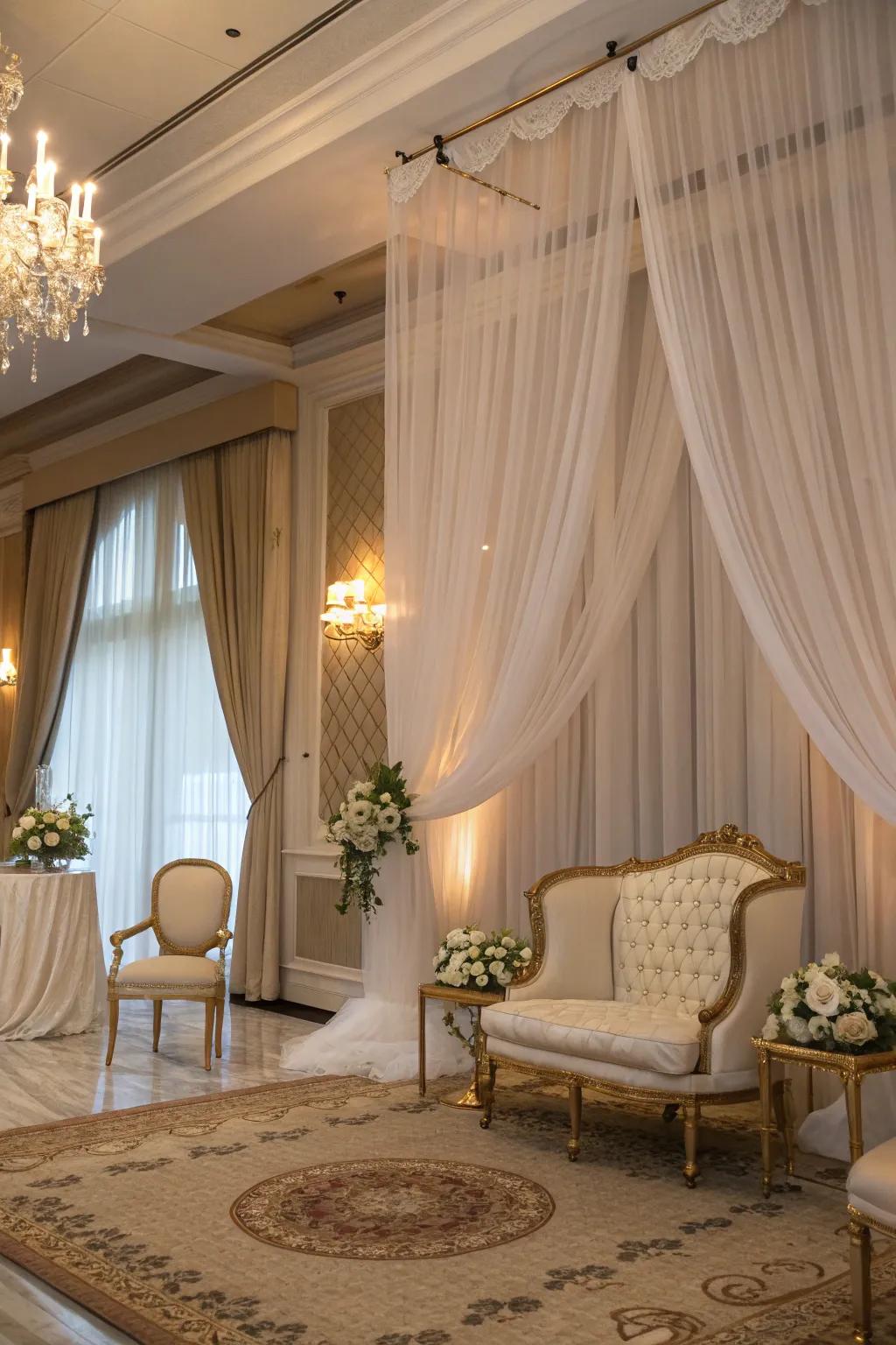 Draped fabrics bring a soft elegance to any space.