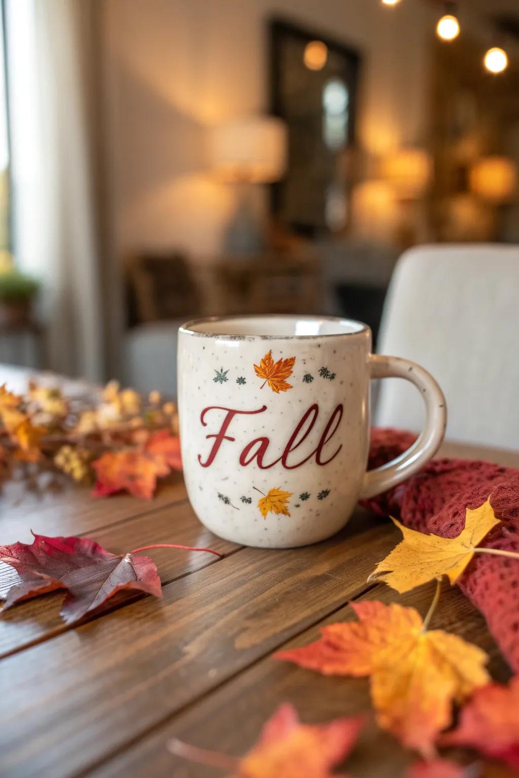 Mug featuring an inspiring fall quote.