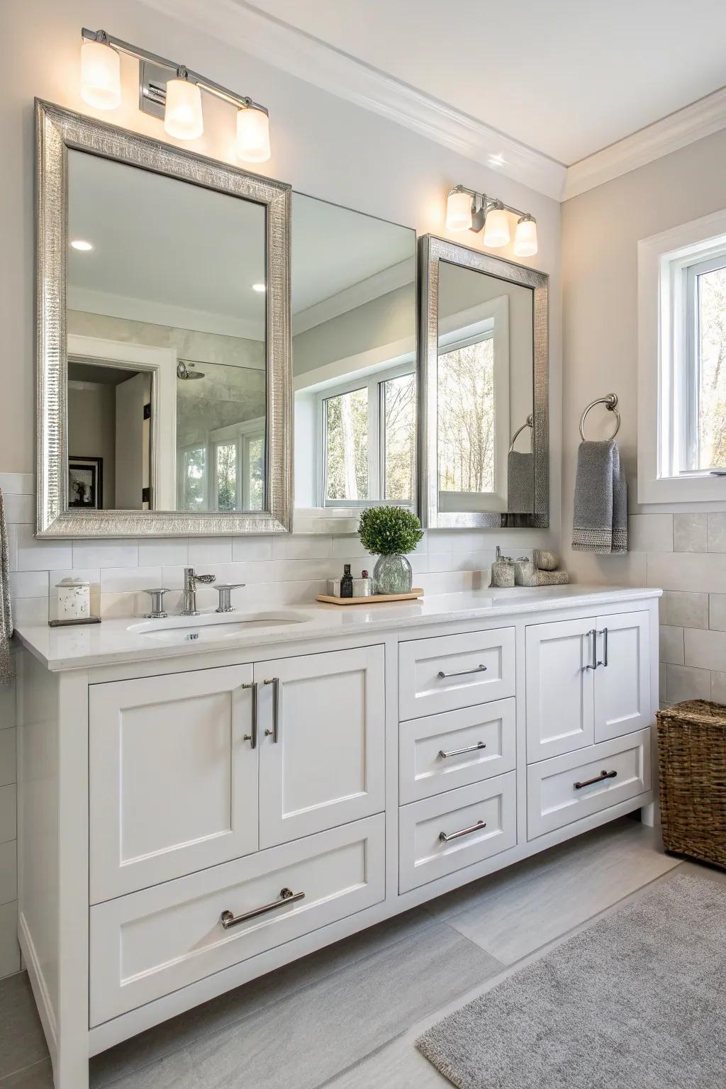 A sleek double vanity perfect for family use.