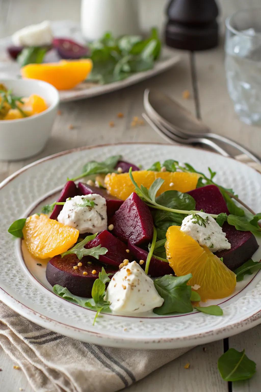 Earthy beets meet creamy ricotta in this vibrant salad.