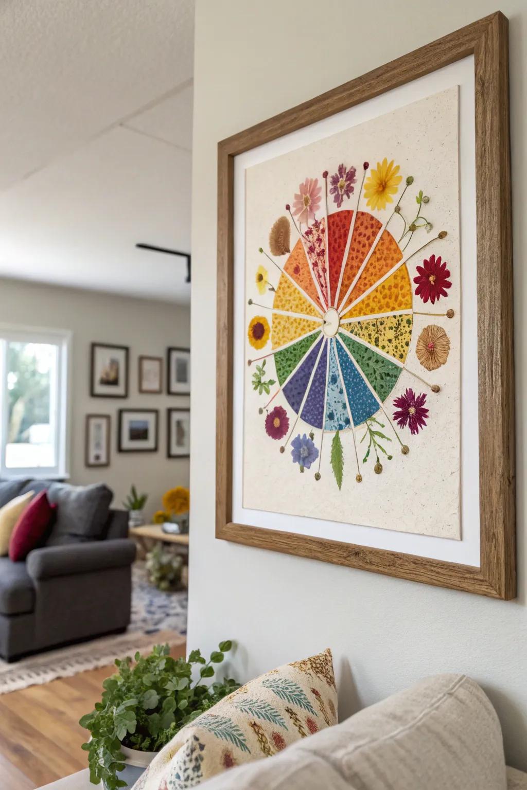 Pressed flower wall art adds a touch of nature and color to your living space.