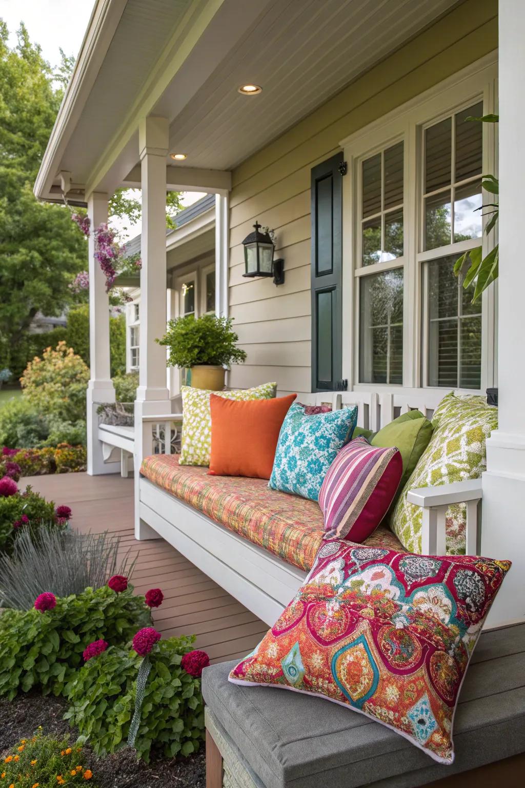 Use pillows to introduce color and comfort.