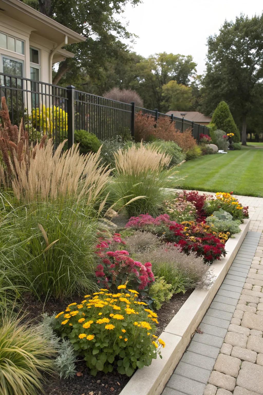 Achieve depth with layered plantings in your fall flower beds.