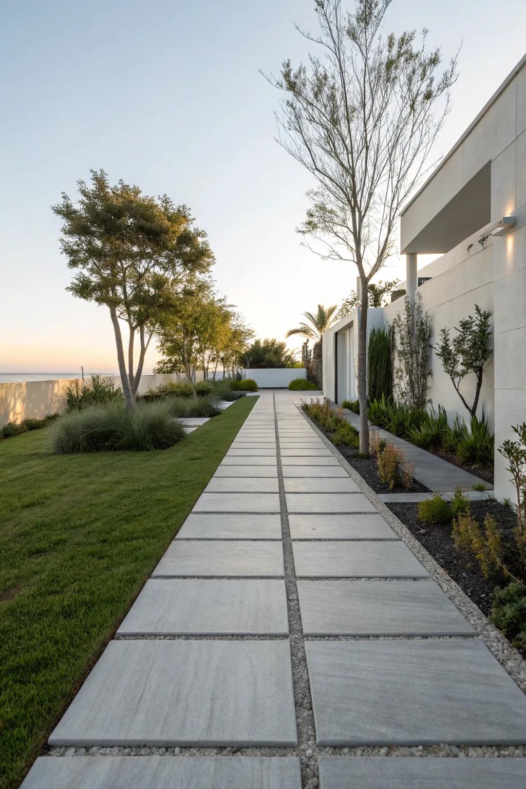 Concrete pavers offer a sleek and modern look to your walkway.