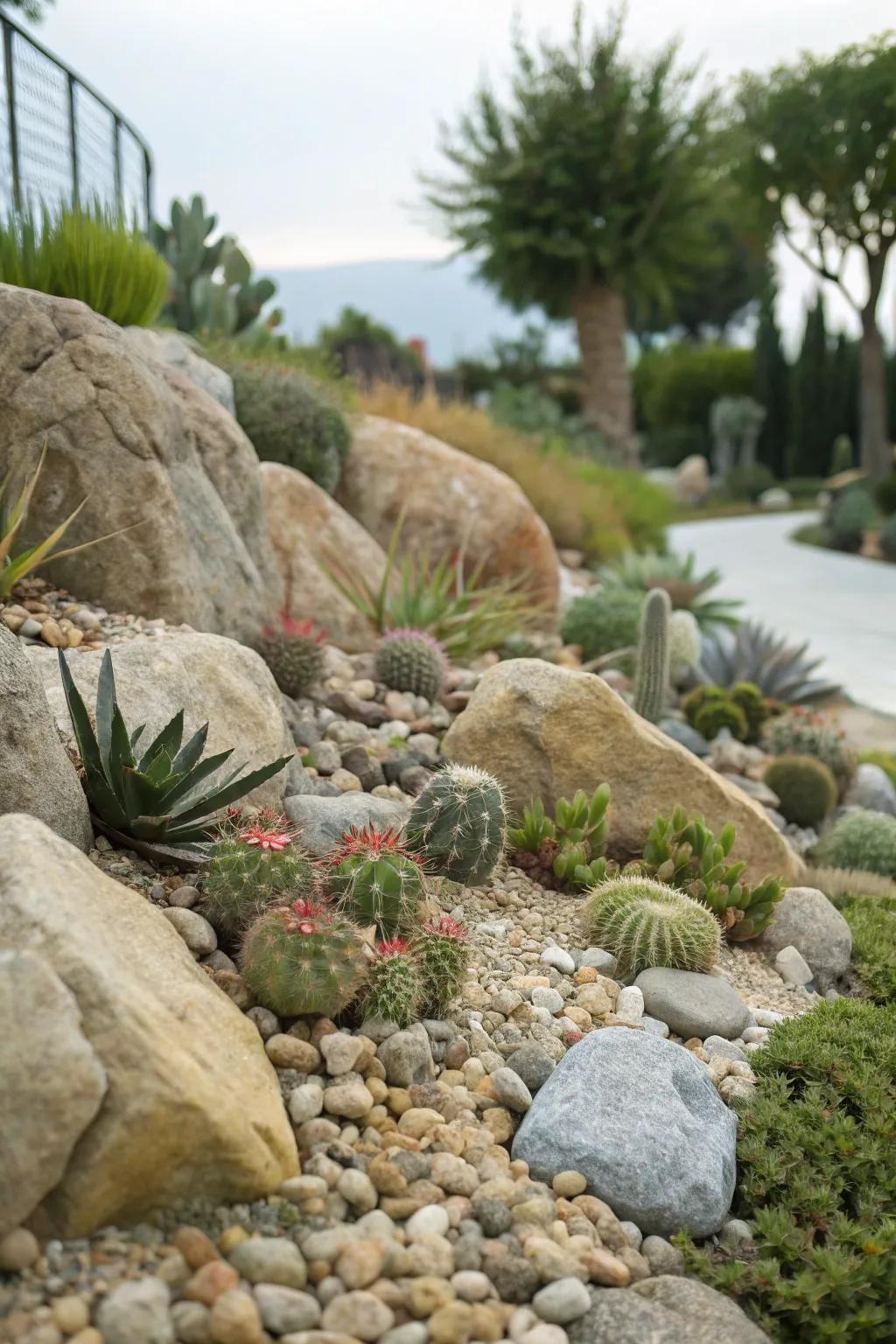 Rock gardens provide a natural setting for succulents.