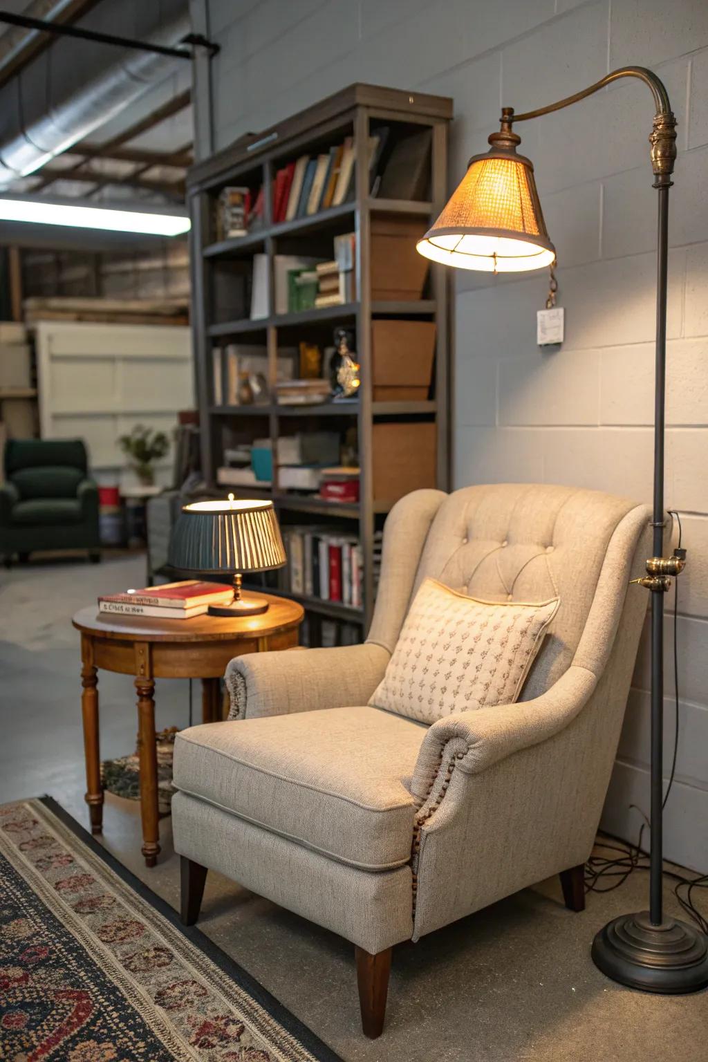 A reading nook can add warmth and relaxation to your office.