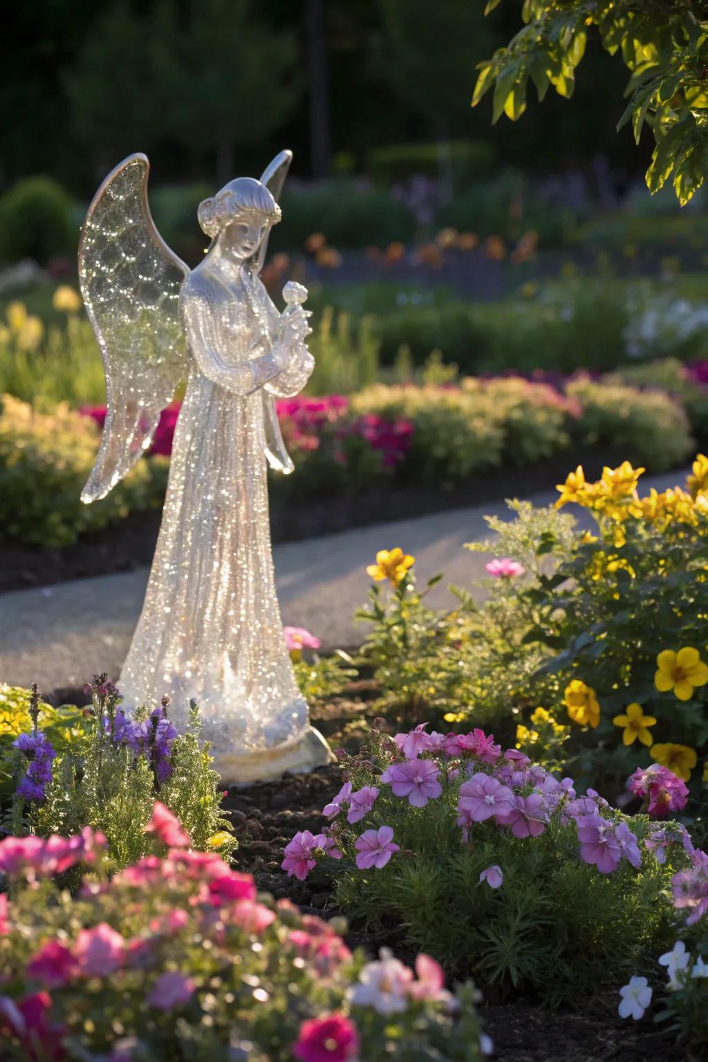 A sparkling glass angel in the morning sun.