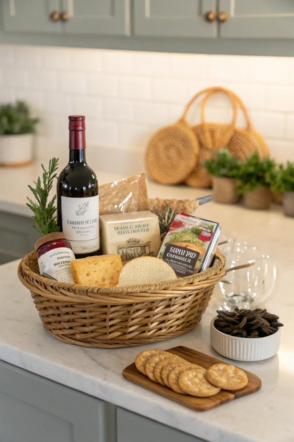 A gourmet gift basket for the food lover.