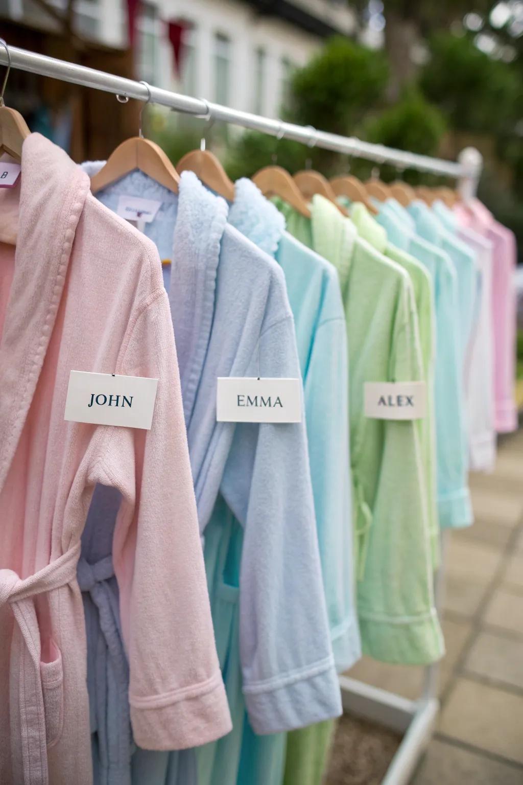 Personalized robes add a touch of luxury to the spa party experience.