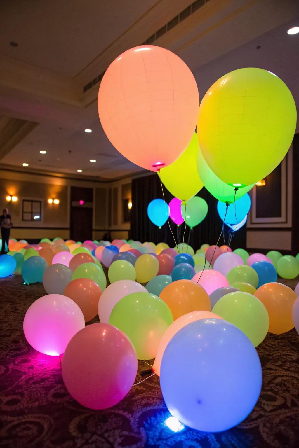 Fluorescent balloons add a pop of fun and color to your glow party.