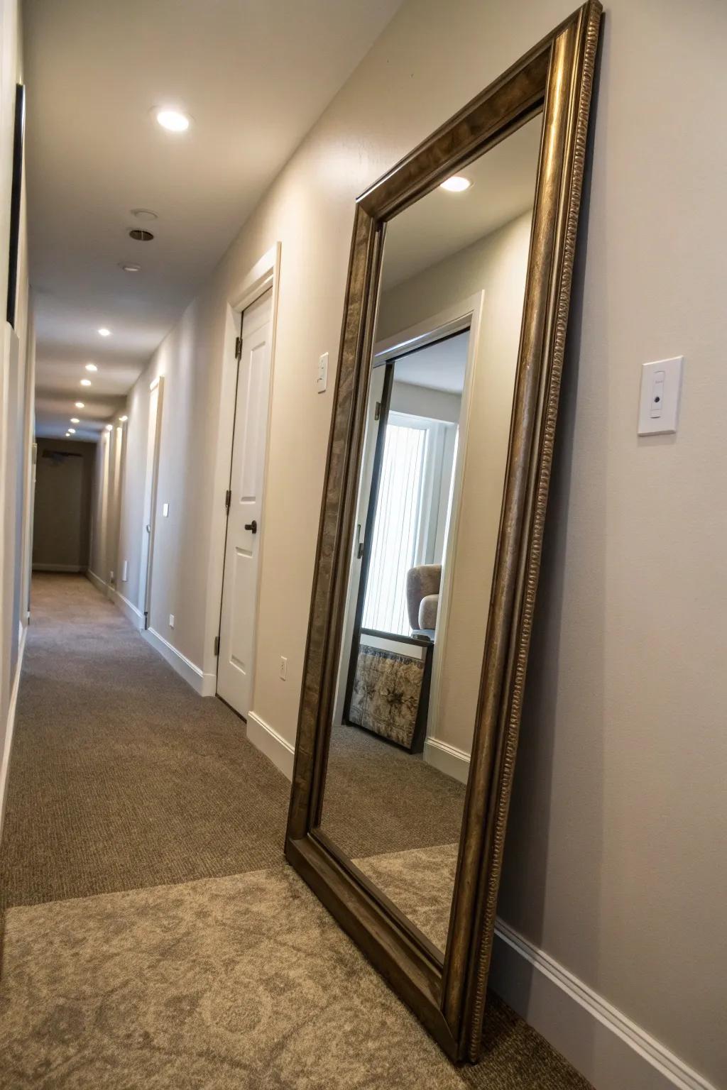 Full-length mirrors add grandeur and spaciousness.