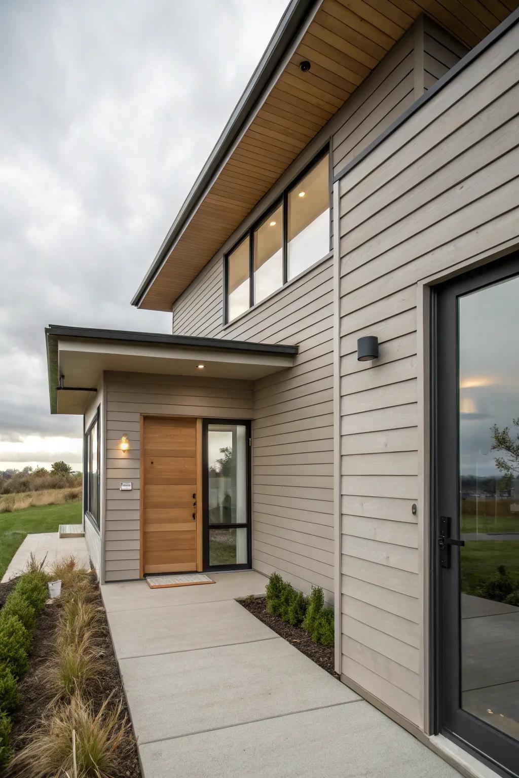 A hidden door perfectly aligned with house siding.