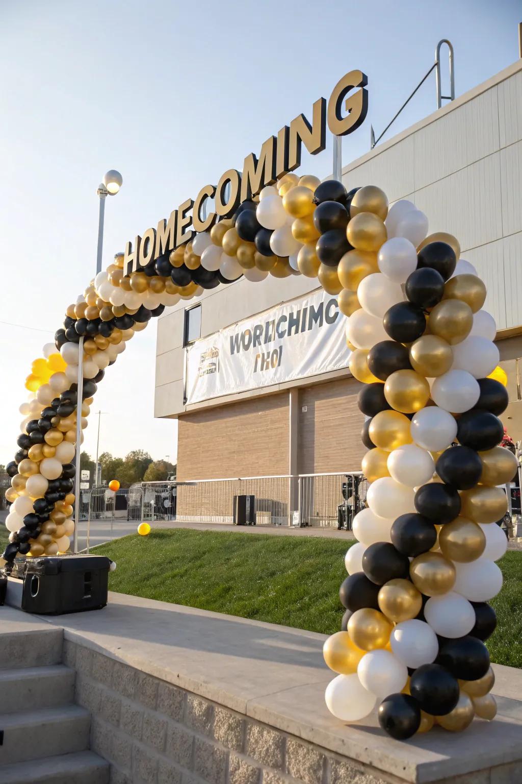 Balloon arches bring a festive flair to homecoming events.