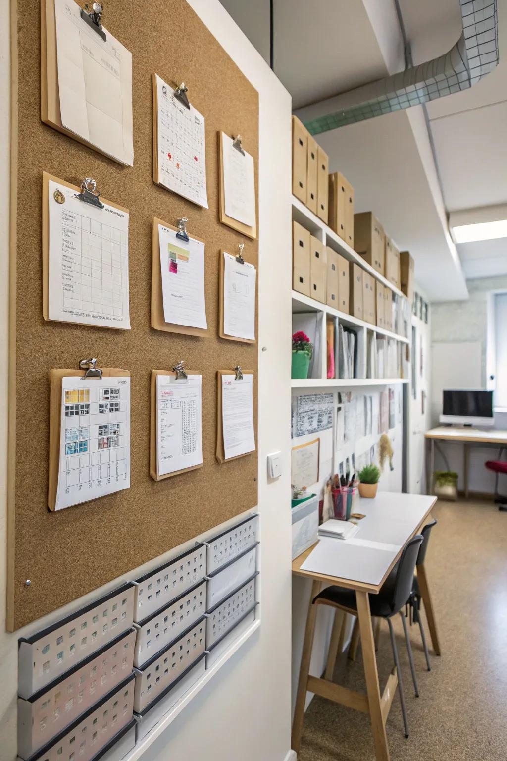 Maximizing space with vertical wall organizers.