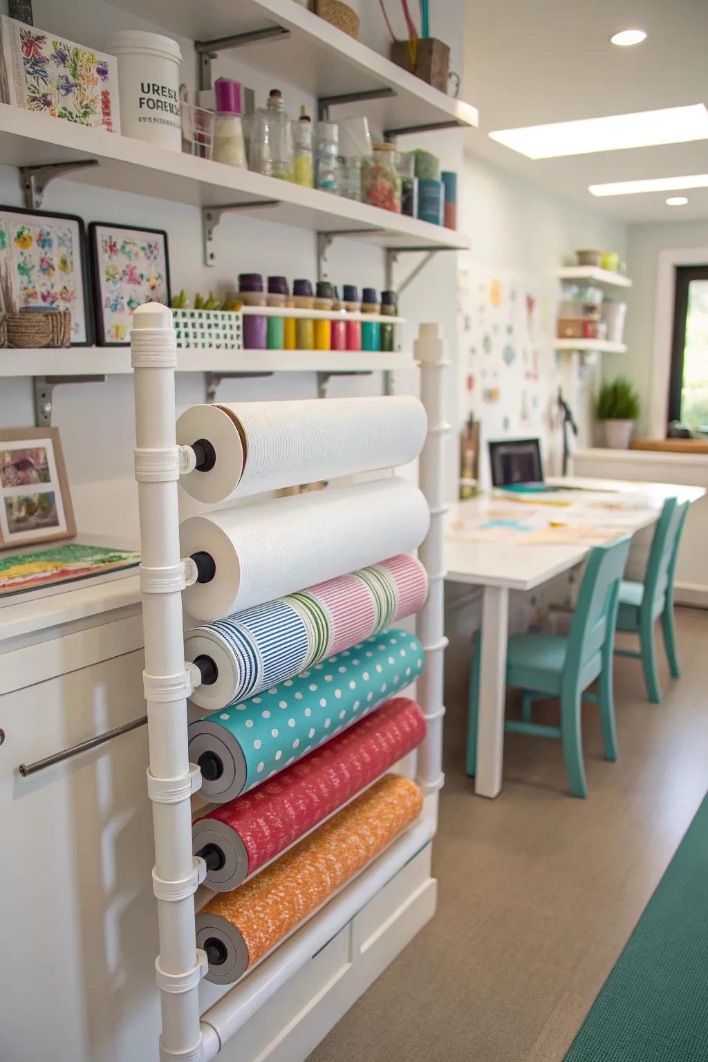 PVC pipes cleverly used for tissue paper storage.