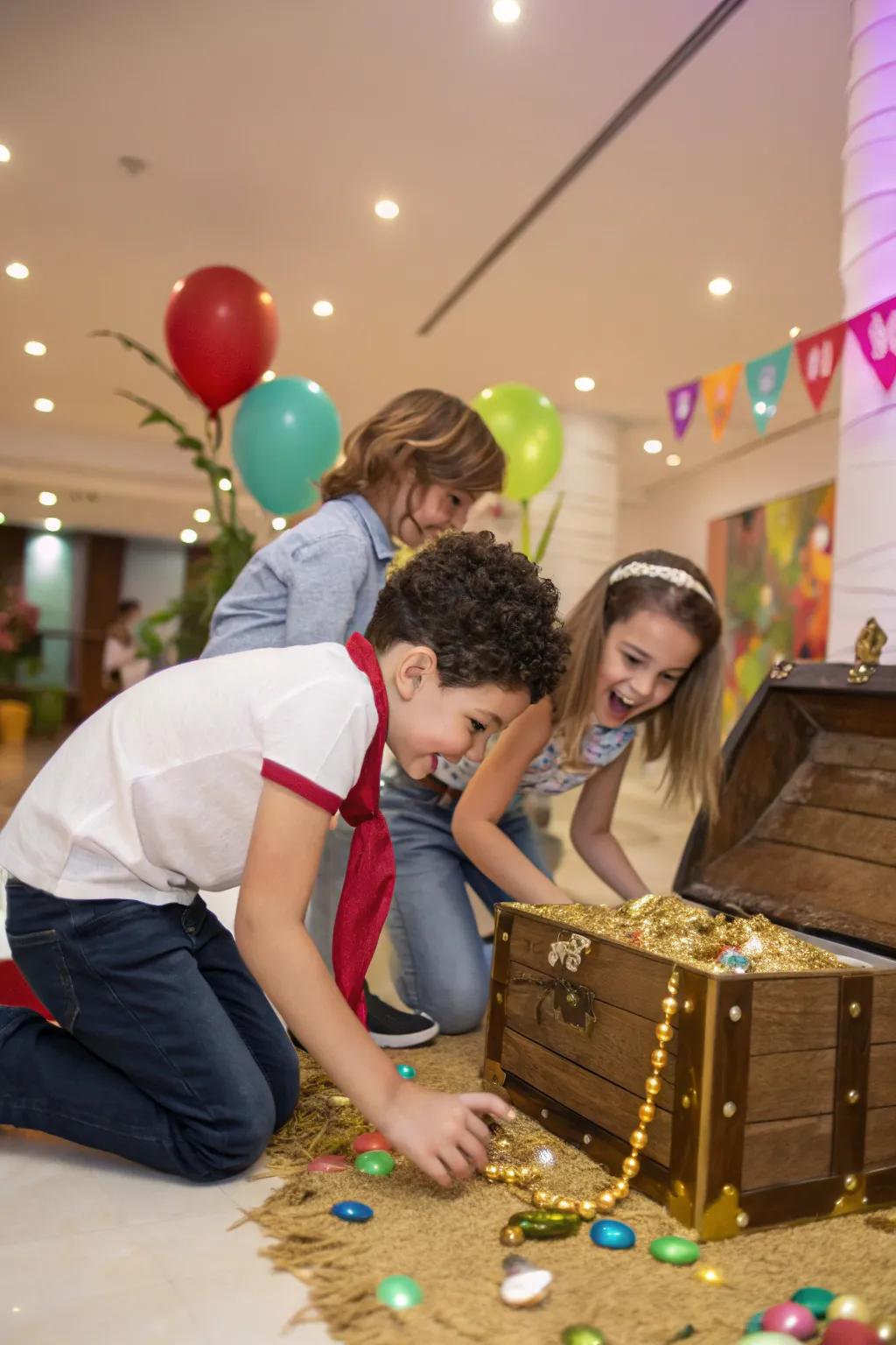 An indoor treasure hunt engages and excites young adventurers.