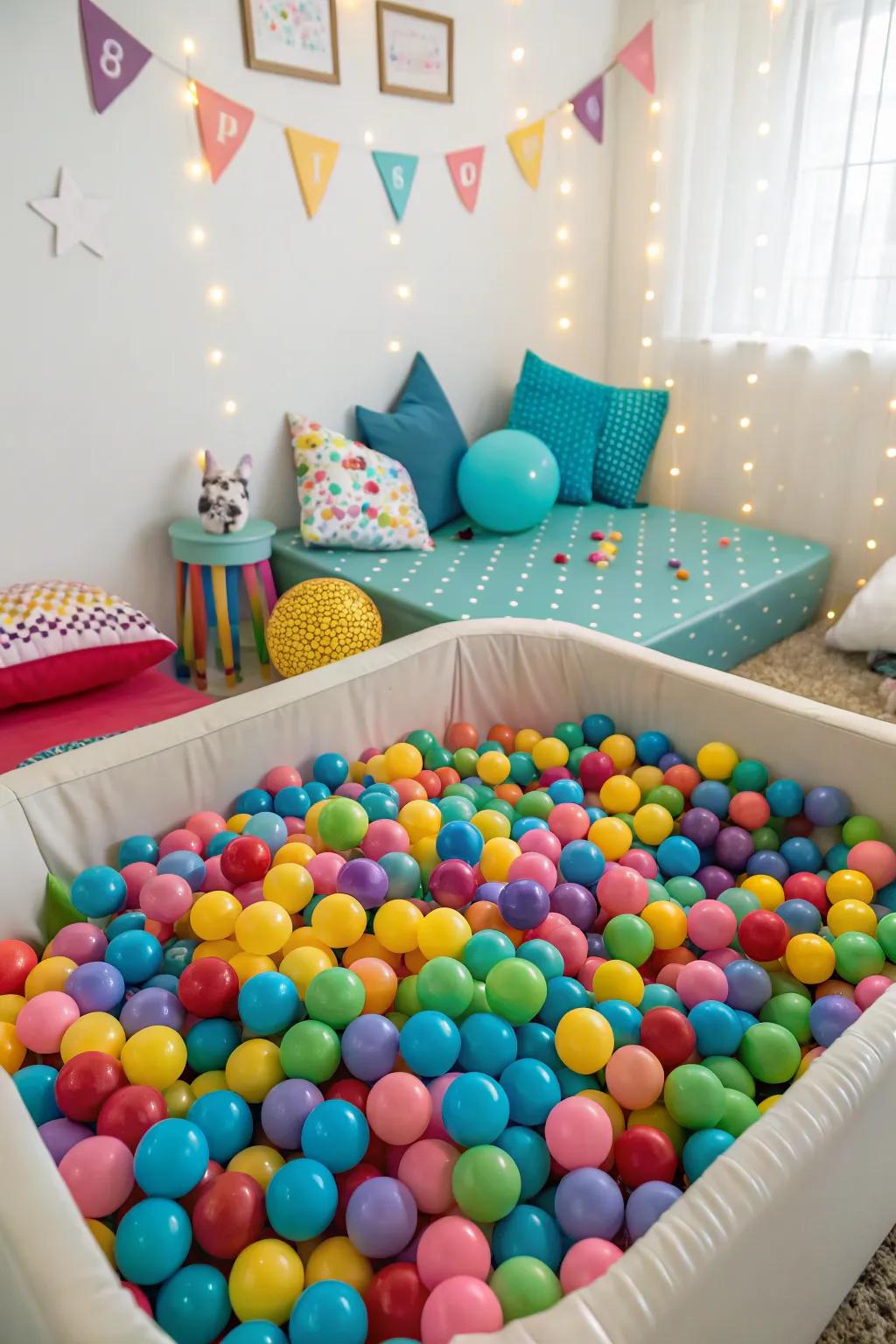 A ball pit brings a splash of color and excitement indoors.