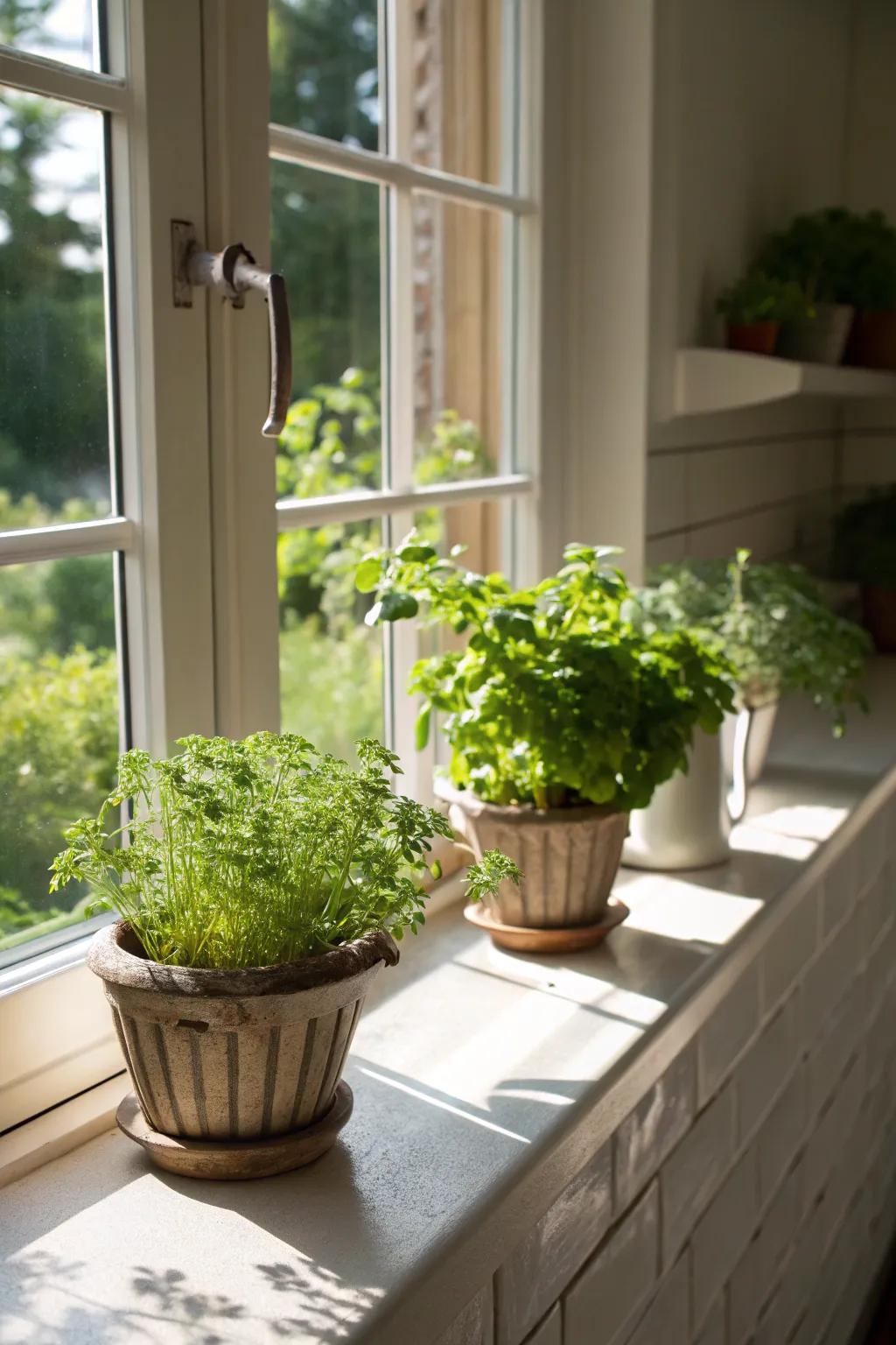 Utilize your window sills for a thriving herb garden.