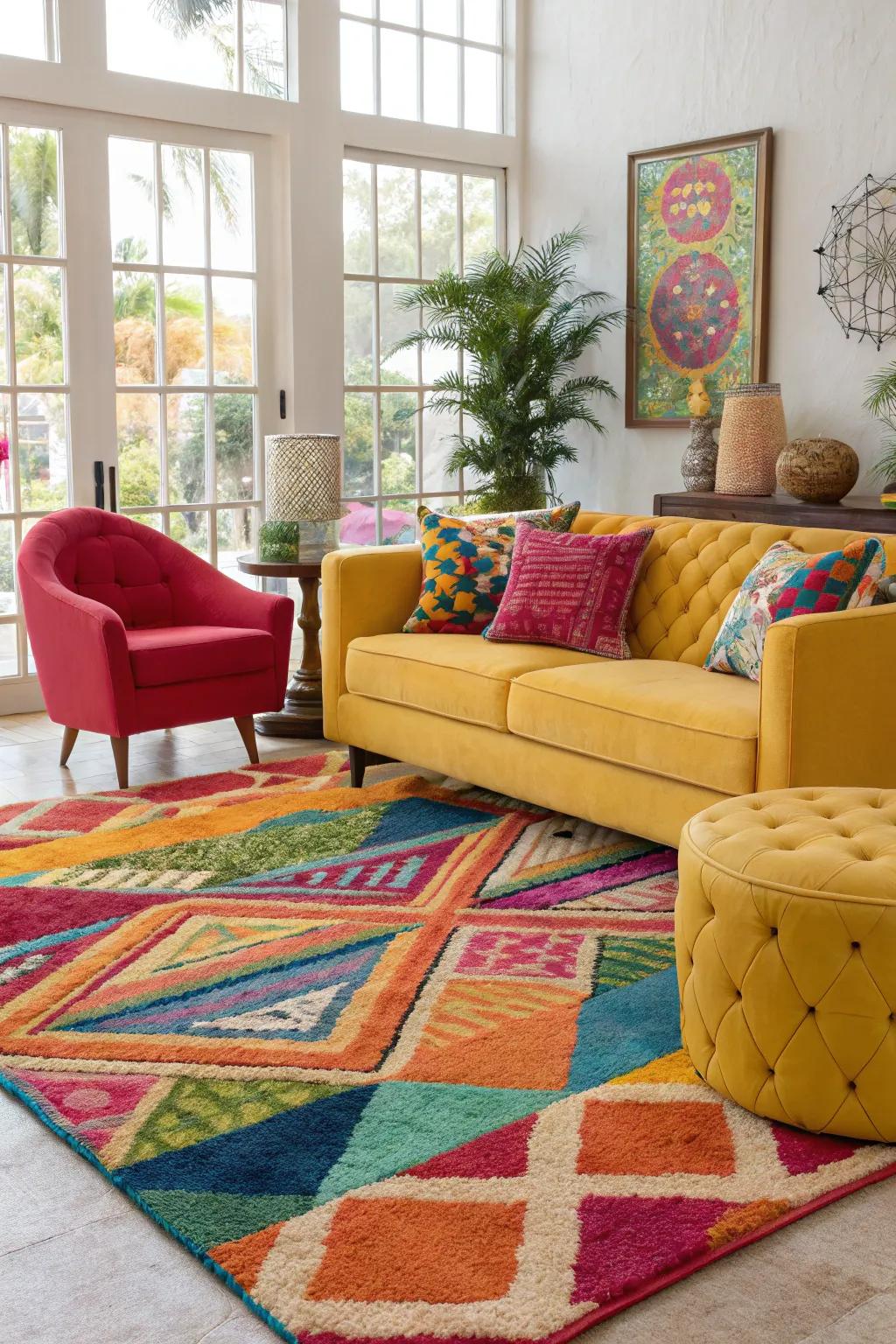 Vibrant rugs add a splash of color and energy to your space.