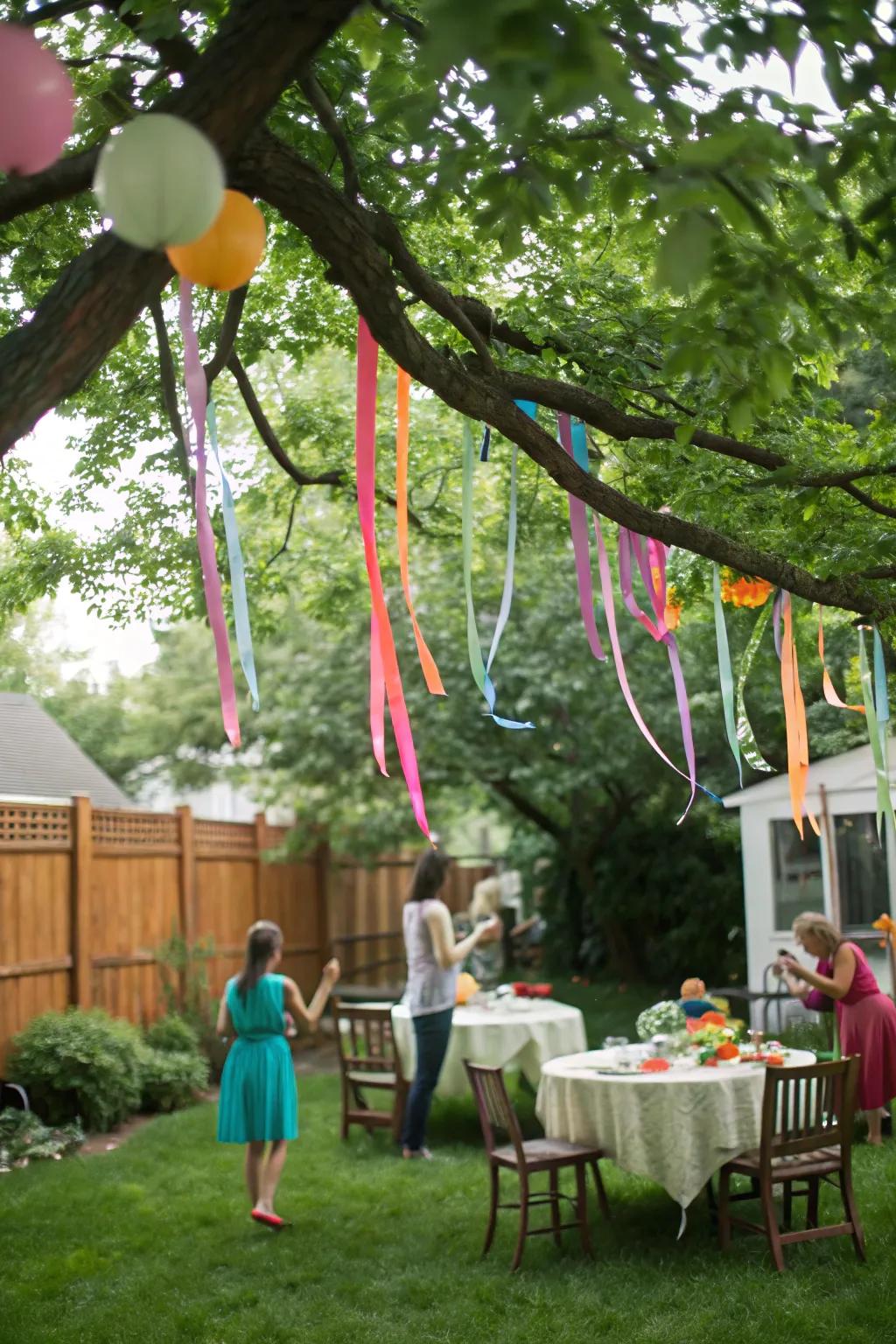 Streamers add a touch of whimsy to any outdoor party.