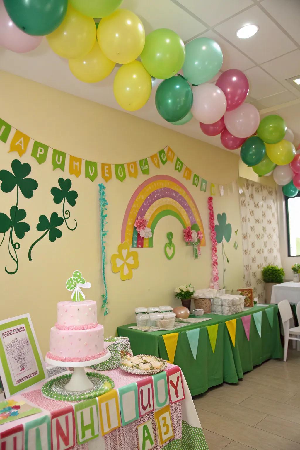 A room adorned with lucky symbols, creating a whimsical atmosphere.