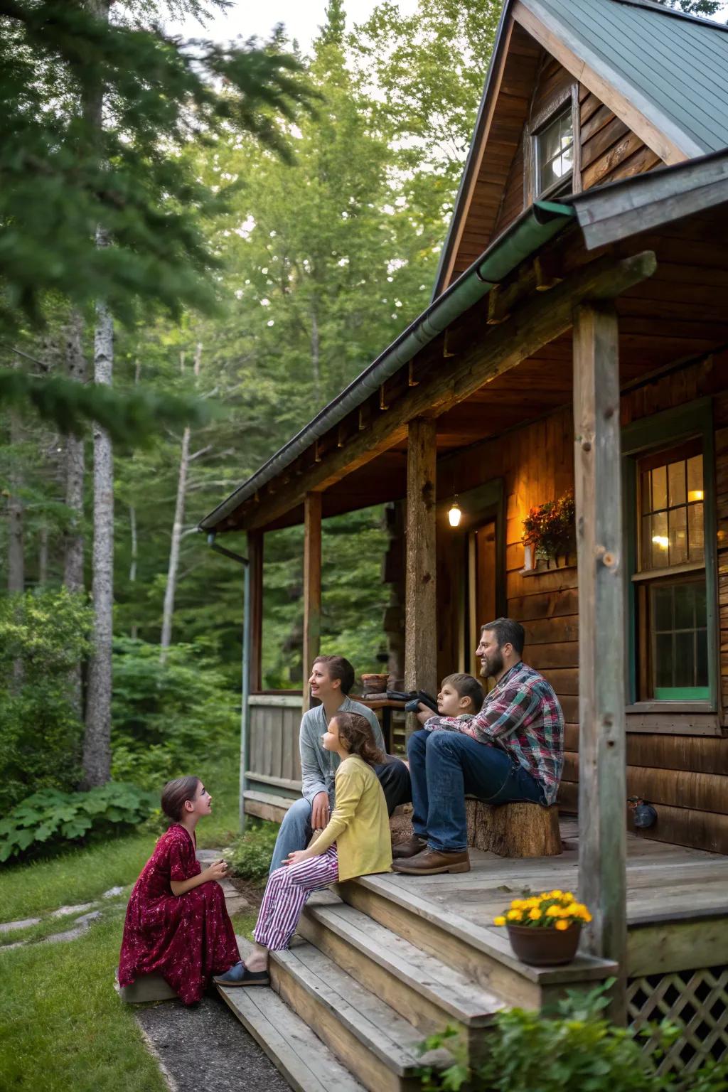 A rustic cabin retreat nestled in Maine's woods.