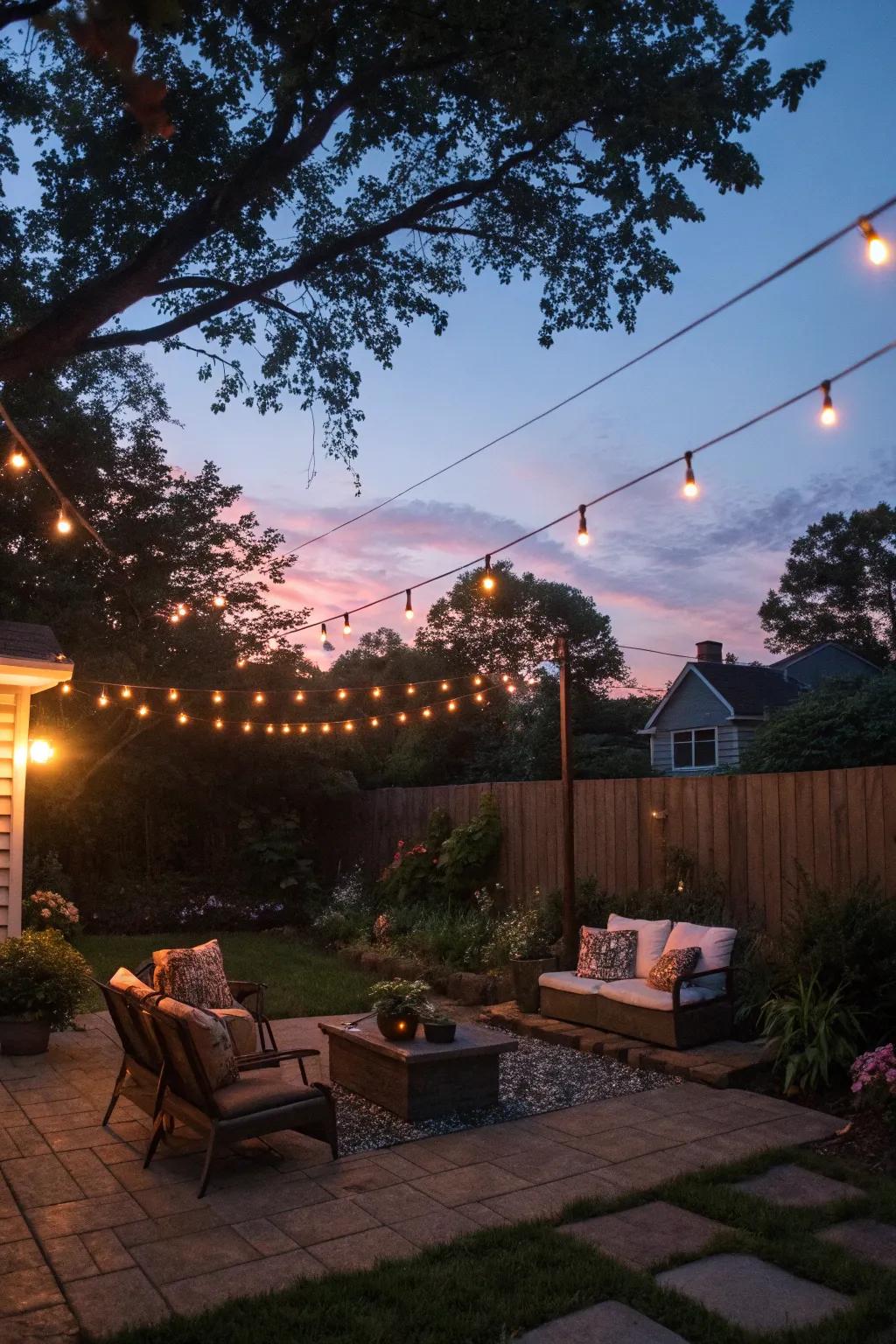 Outdoor lighting brings a magical touch to your backyard evenings.