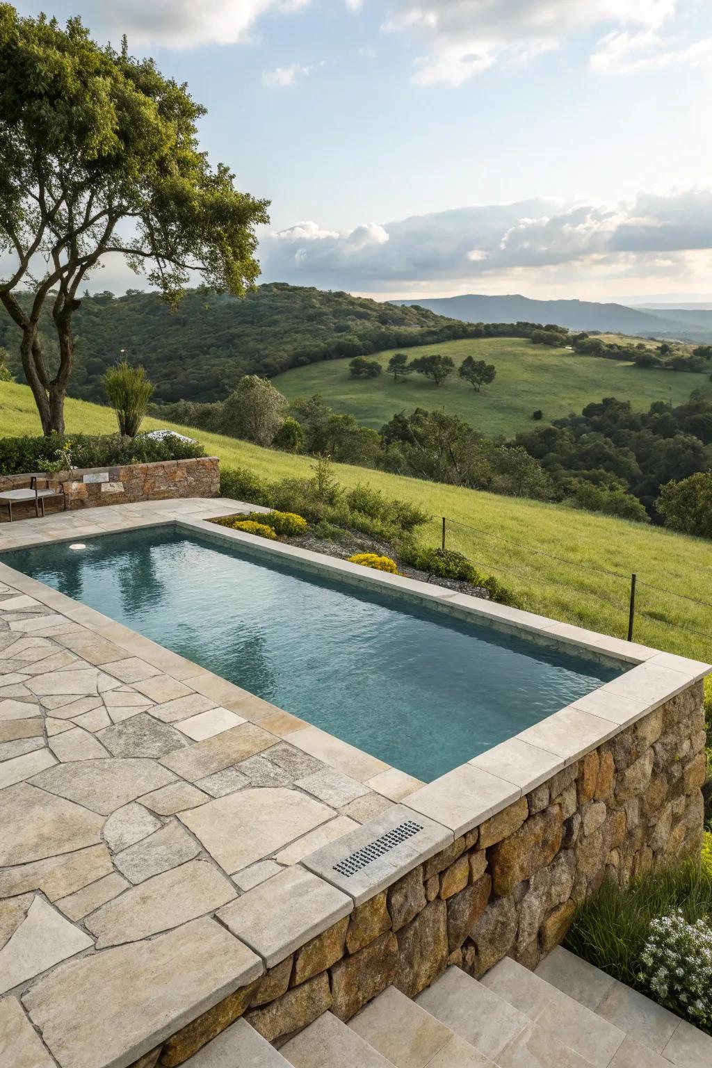 Natural stone accents enhance the pool's natural appeal.