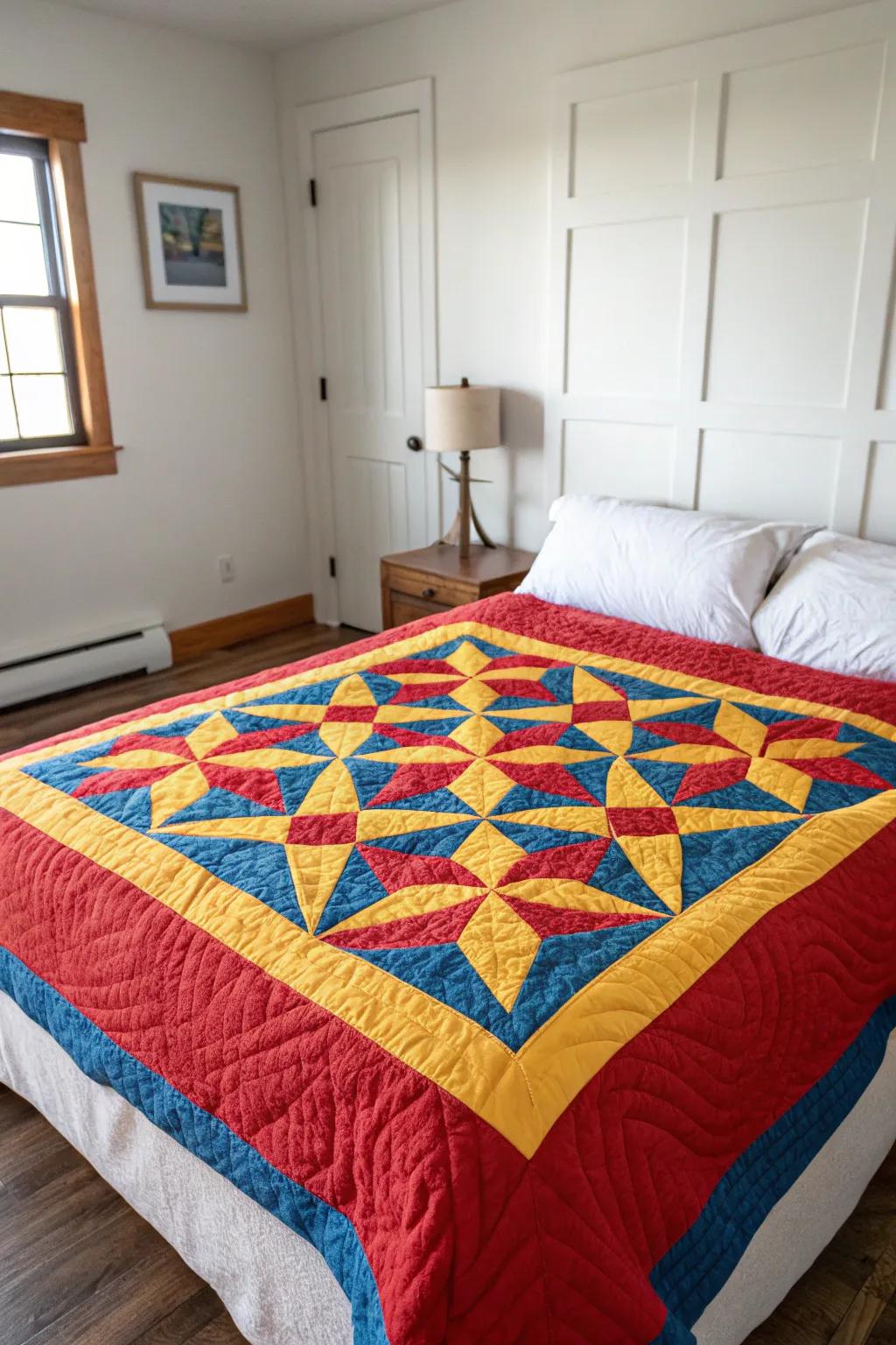 Bright colors can transform quilts into statement pieces that energize any room.