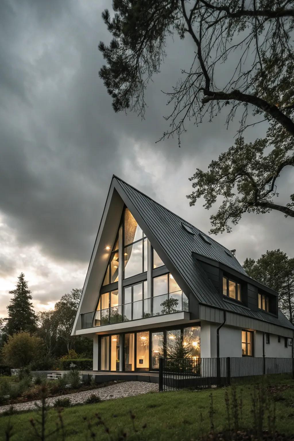 Asymmetrical roofs add a dynamic touch to modern architecture.