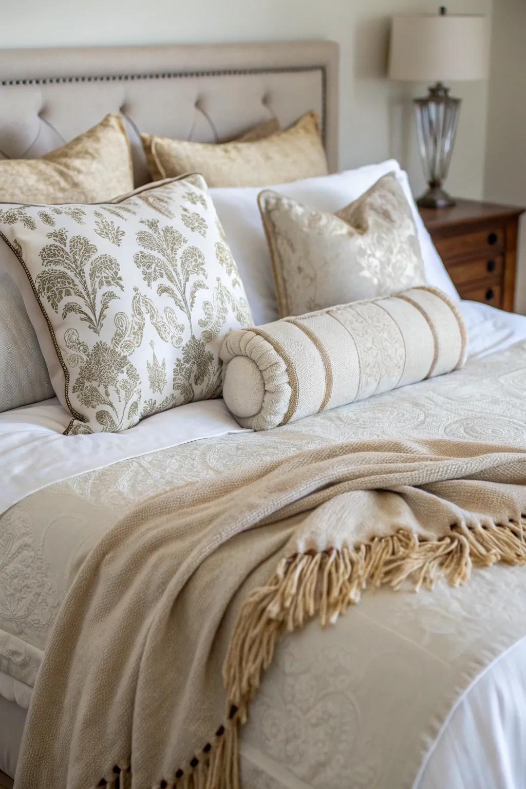 Layered bedding provides ultimate comfort and style.