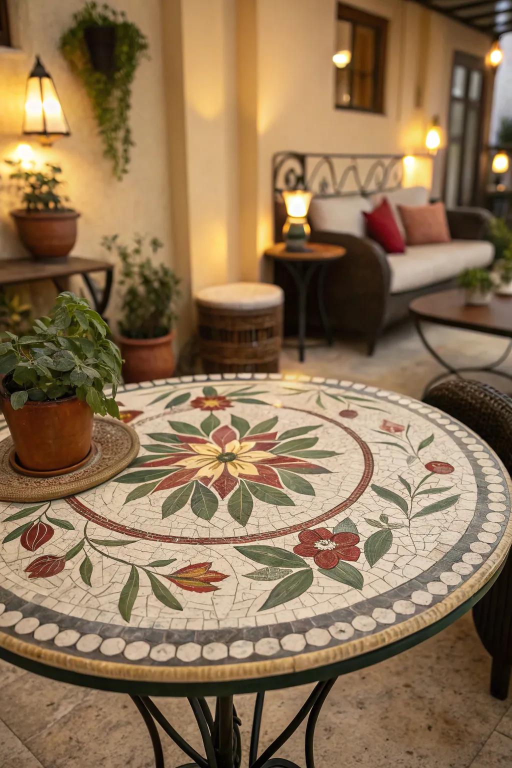 Floral mosaic patterns bring the beauty of nature into your home.