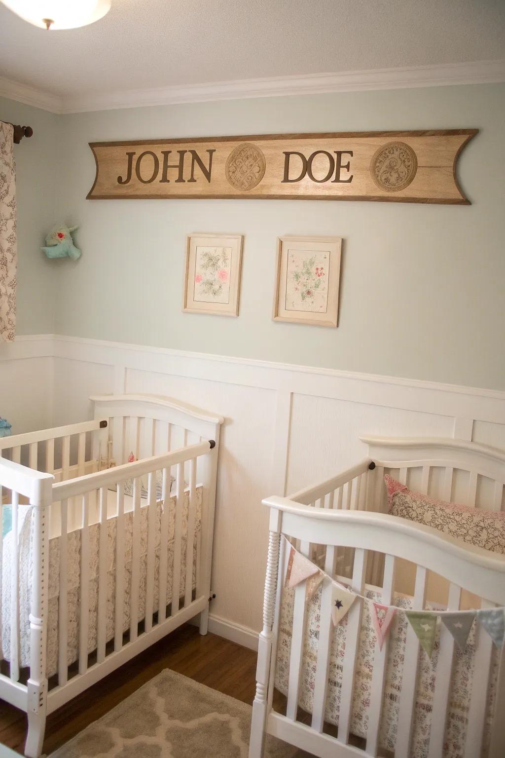 Personalized name plaques make a nursery feel extra special.