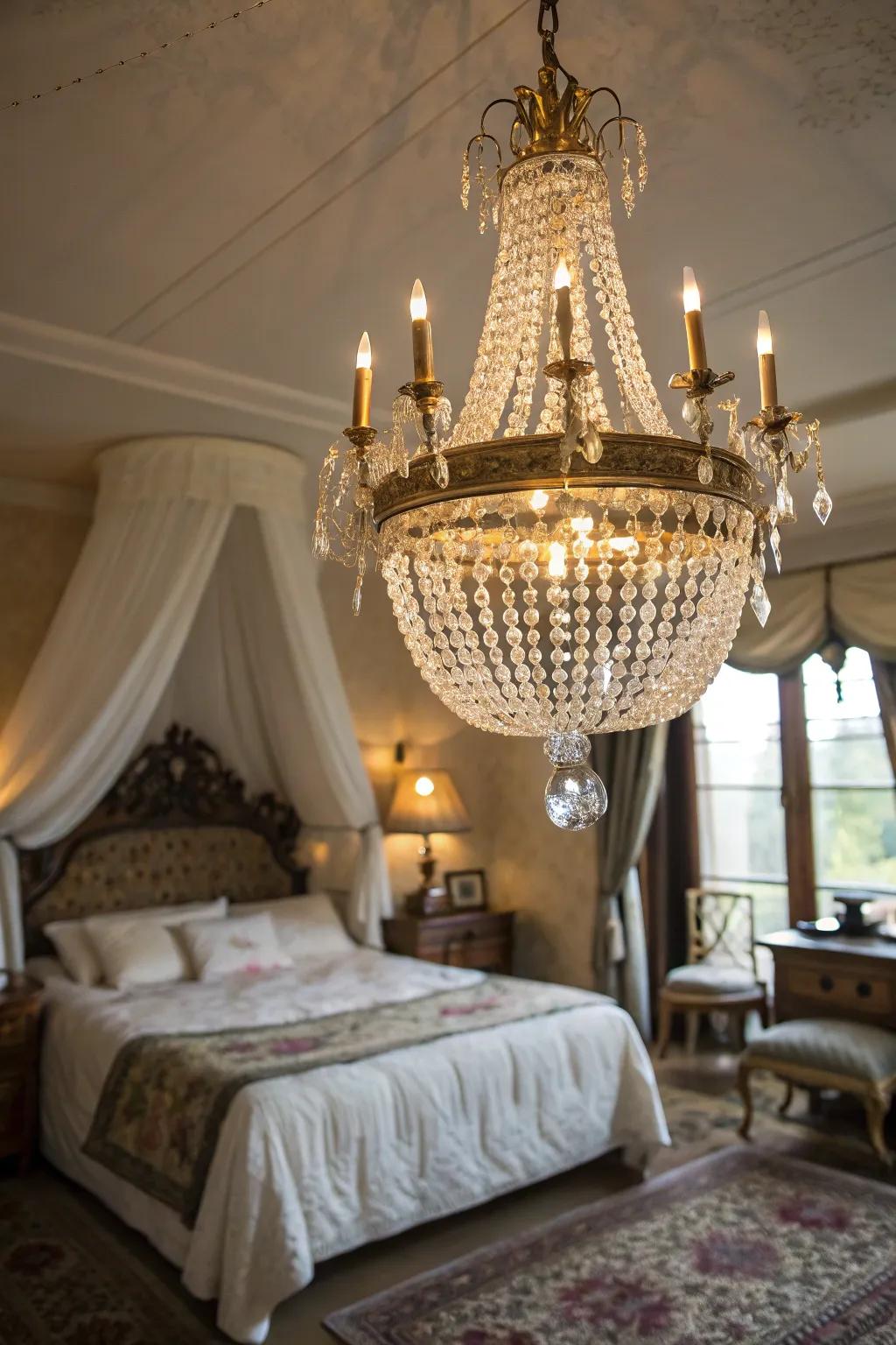 A chandelier adds instant glamour and sophistication.