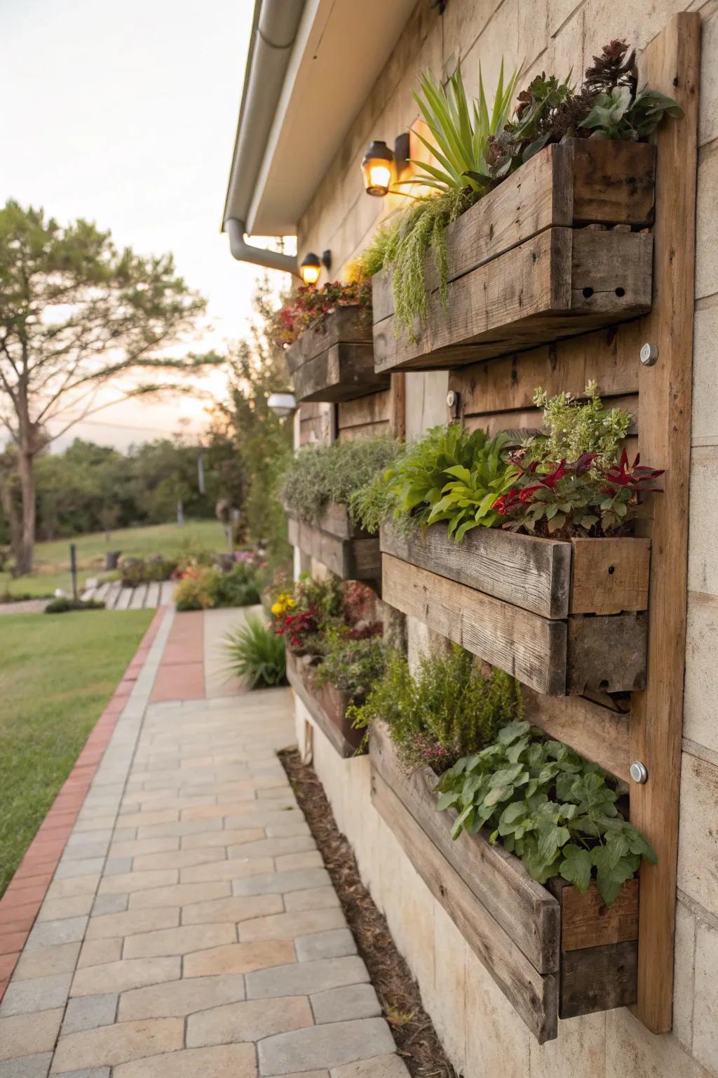 Embrace sustainability with recycled wood planters.