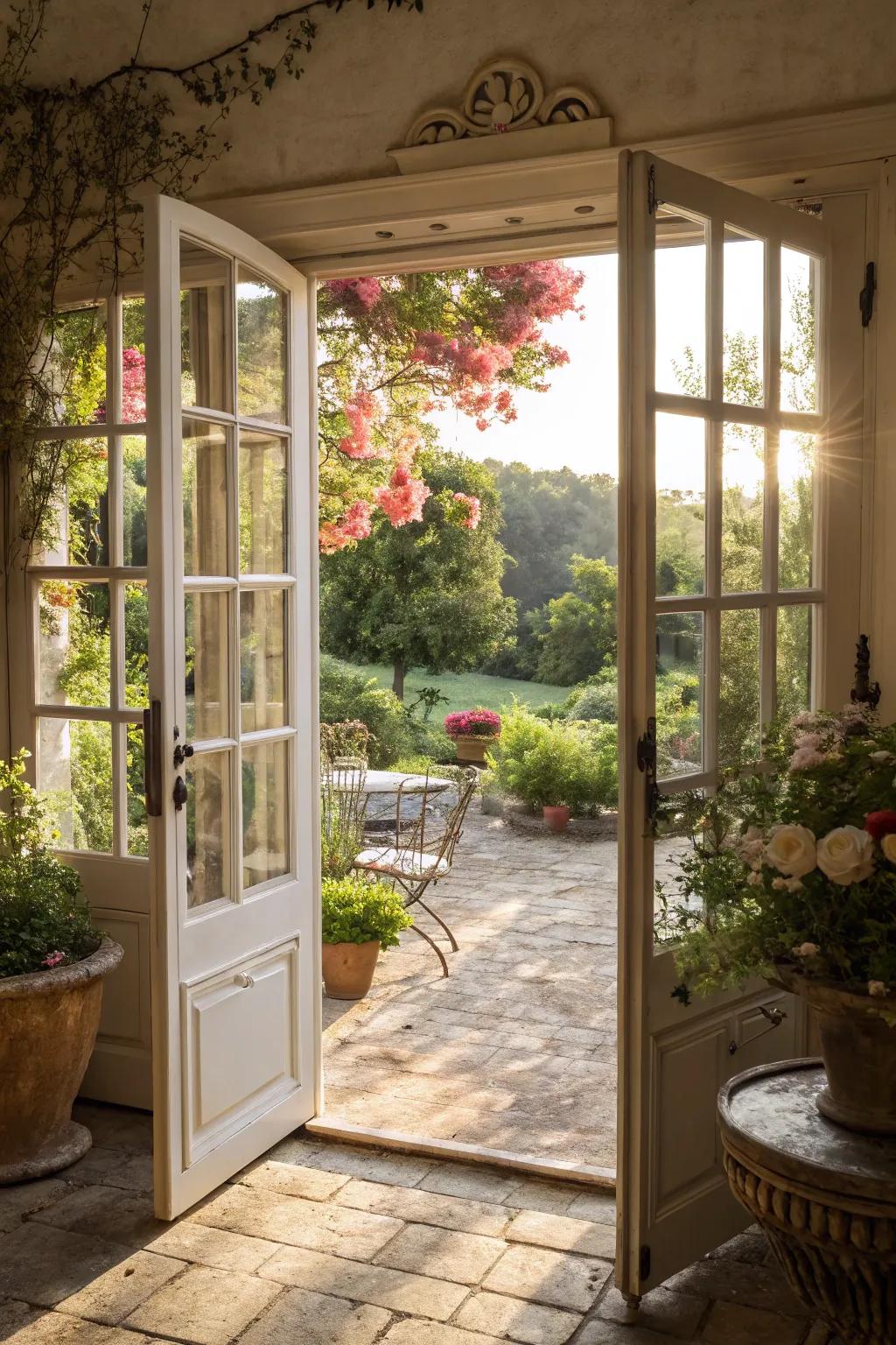 French doors provide a classic and elegant transition to your outdoor space.