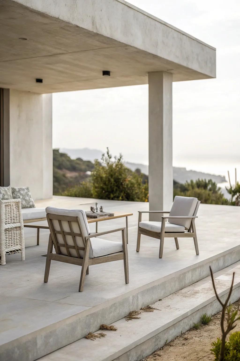 Create a sleek and modern look with a concrete patio.