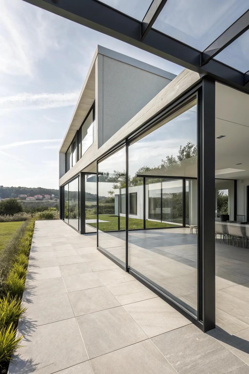 Sleek and modern minimalist glass enclosure design.