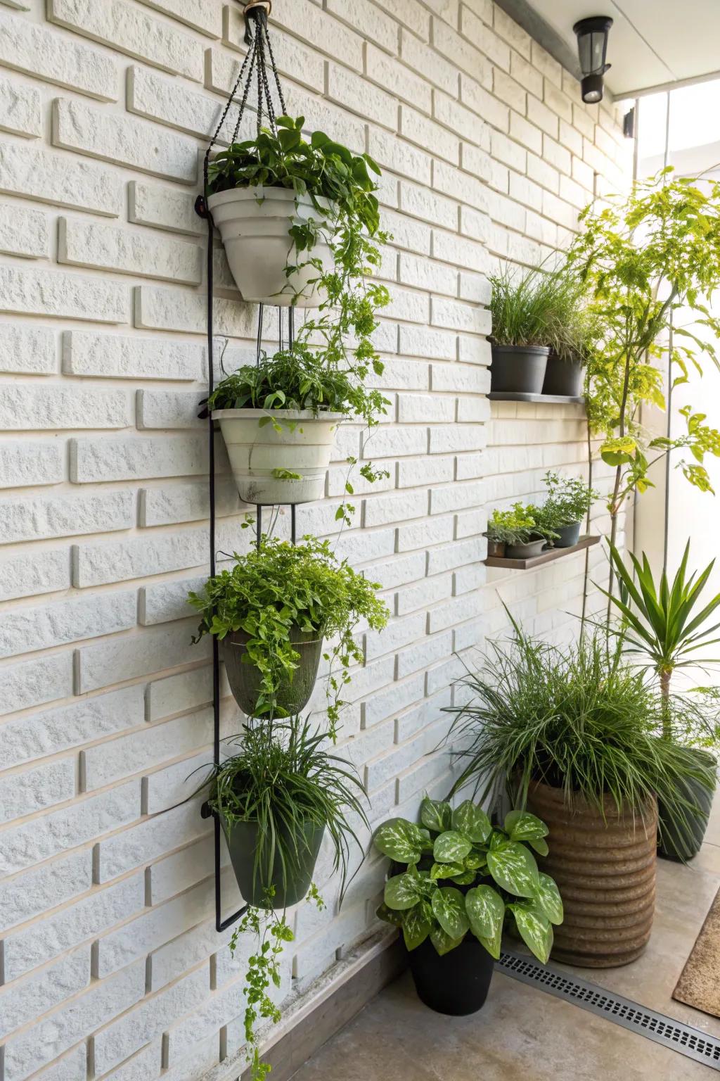 Create a vertical garden to add greenery without taking up floor space.