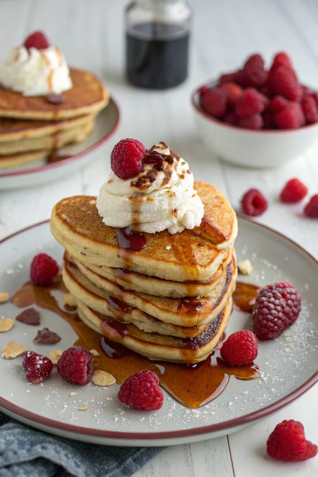 Heart-shaped pancakes bring love to every bite.