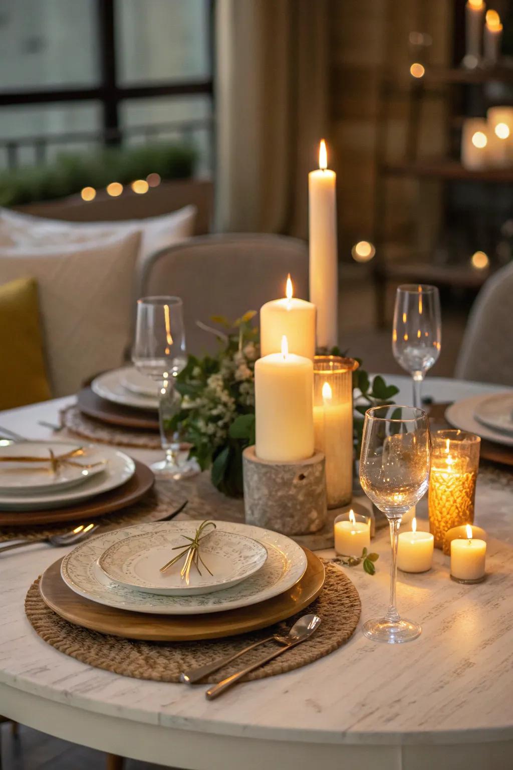 Candles add warmth and charm to your dining experience.