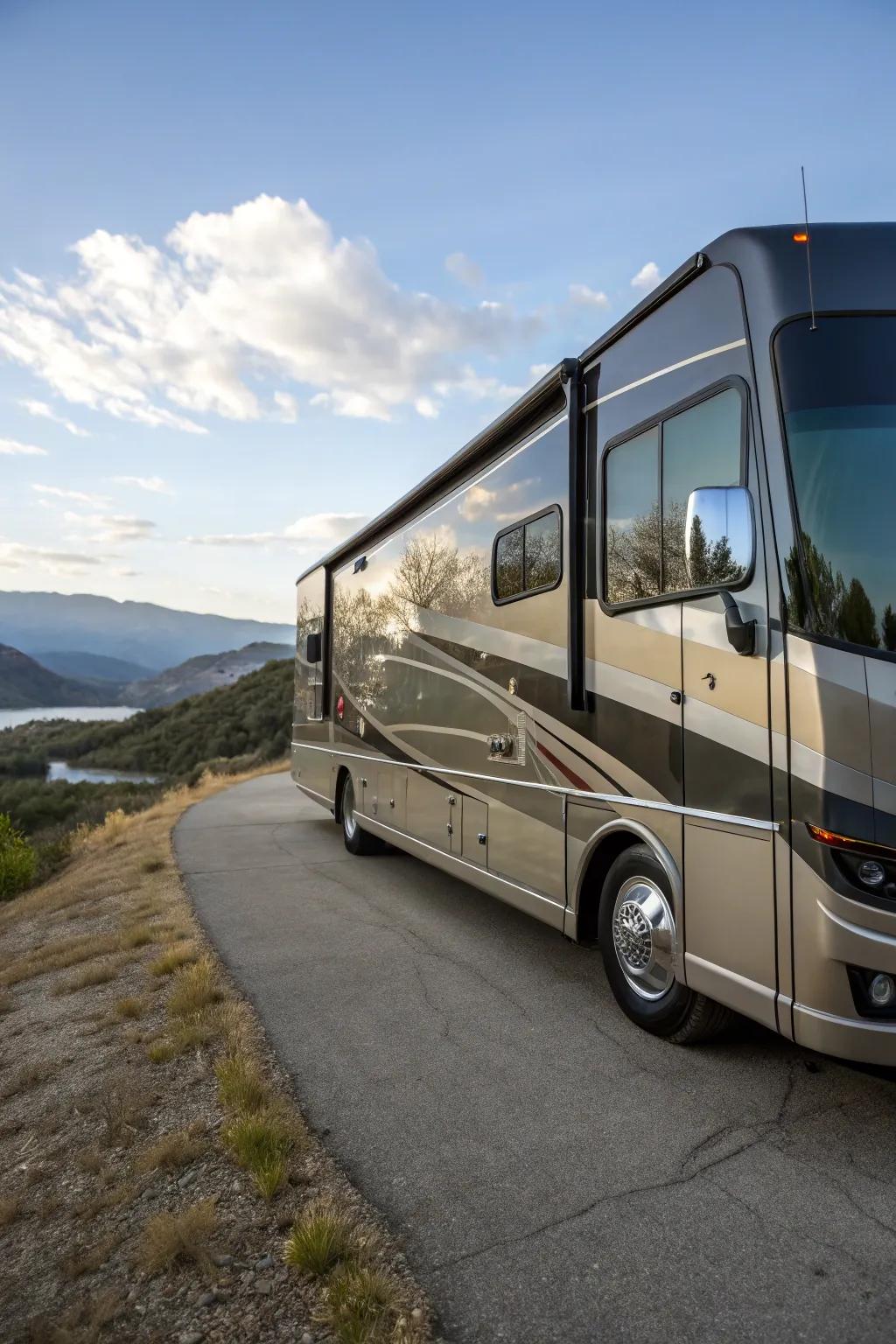 Fiberglass panels provide a sleek and modern look for your RV.