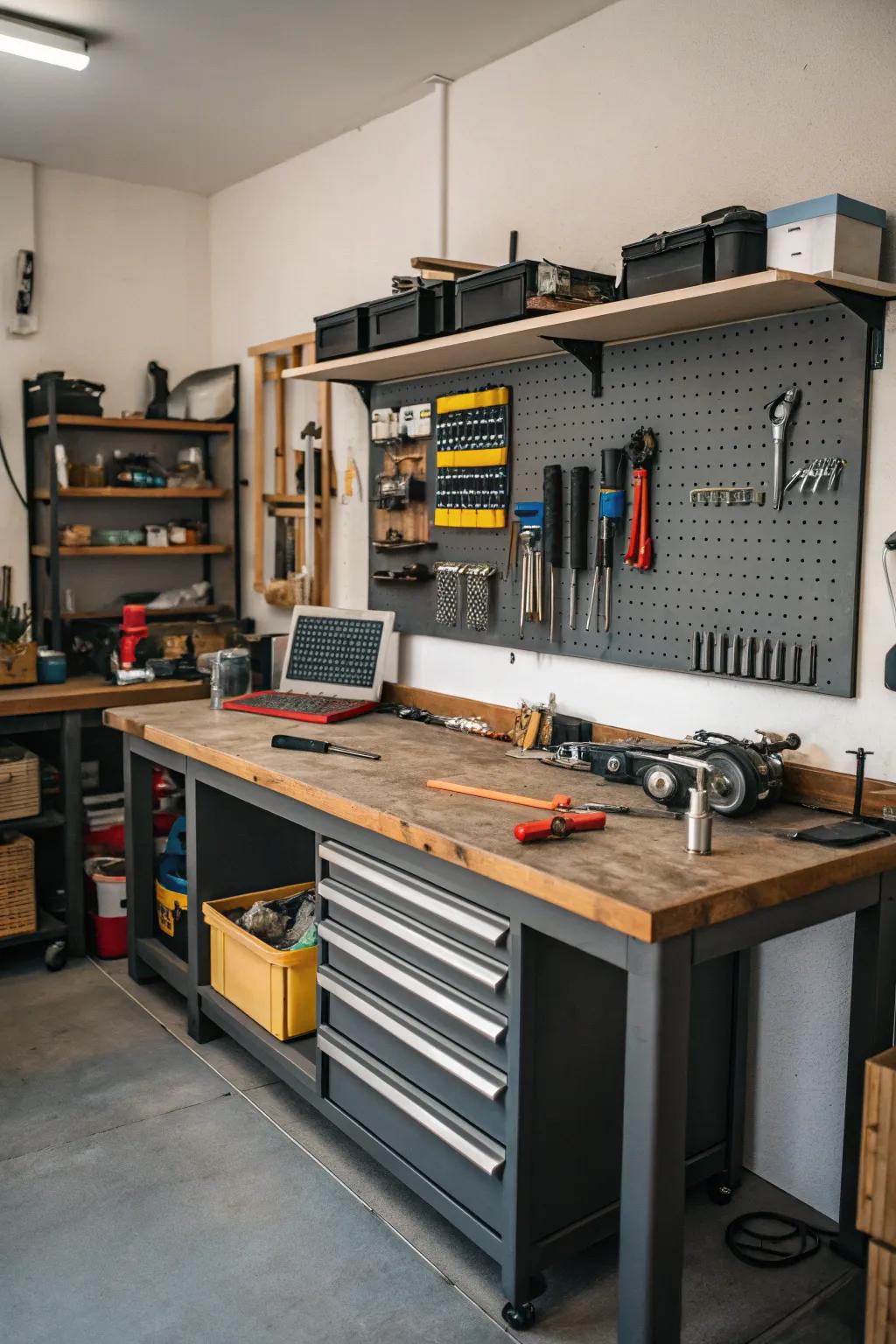 A workshop area fuels creativity and productivity.