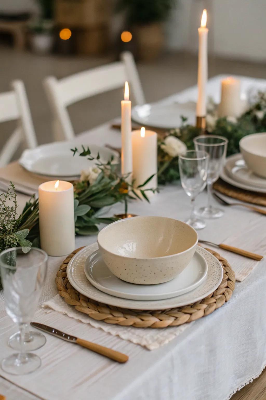 Minimalist elegance in table settings.